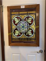 Stained Glass in Wooden Frame - some damage