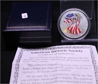 1999 COLORIZED SILVER EAGLE W BOX PAPERS