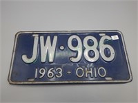 Original metal 1963 Ohio License plate!