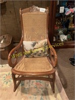 Vintage Victorian Carved Cane Rocking Chair