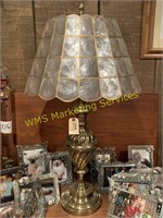 Vintage Brass Lamp w/Mother of Pearl Shade