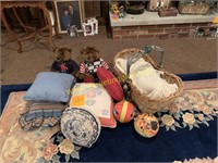 Stuffed Bears, Pillows, Basket