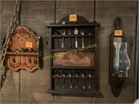 Vintage Antique Spoons, Wooden Display Hangings