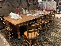 Wooden Dinning Room Table and 12 Chairs
