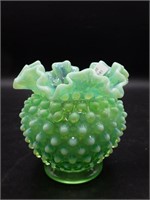 Gorgeous Fenton Hobnail Green Opalescent Vase!