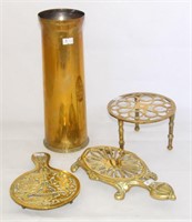 Three Antique cast Brass Trivets/Kettle Stands