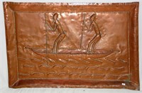 Large African Mukalay Warrior Canoe Copper Plaque
