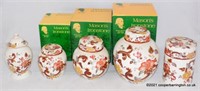 3 Boxed Masons Ironstone Brown Velvet Ginger Jars