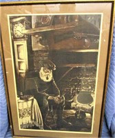 Old Man by The Fireplace Print