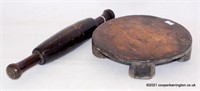 Antique Indian Chapati Board and Rolling Pin