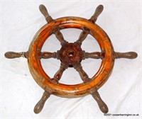 Antique Mahogany Ship's Wheel.