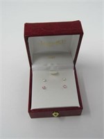 2 PAIR 14K YELLOW GOLD CZ EARRING SETS: