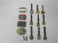 LOT OF CONSTRUCTION BELT BUCKLES & WATCH FOBS: