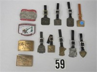 LOT OF CONSTRUCTION BELT BUCKLES & WATCH FOBS: