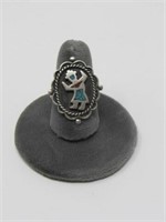 .925 SILVER NATIVE AMERICAN INDIAN RING: