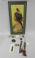INDIAN COLLECTIBLES, BRIDLE BUTTONS, ETC.: