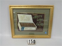 WHITE LABEL 5 CENT CIGARS EMBOSSED METAL SIGN: