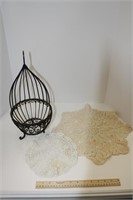 Doilies & Metal Candle Holder