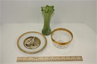 Misc. Glass Bowl, Plate and Vase