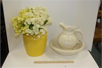 Yellow Stone Vase & Pitcher and Basin Set