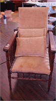 Victorian child's walnut Morris chair upholstered