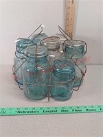 Vintage jars & carrier
