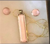 Pink Pearl & Gold Colored Pendant Set