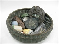 Round Basket W/ Contents As Shown