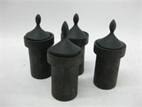 4 - 4" Vtg. Wood Lidded Spice Containers