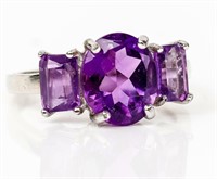 Jewelry Sterling Silver Amethyst Cocktail Ring