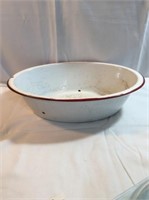 18 inch oval white and red enamel tub