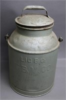 3 QUART MILK CAN WITH LID. TBV.CO 8X13