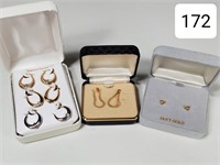 14K & 10K Gold 3-Diamond Chip Earrings