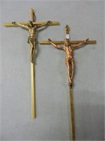 Pair Brass Crucifix
