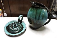 Blue Mountain Pottery Pitcher & Candle Holder