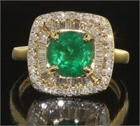14kt Yellow Gold 2.20 ct Emerald & Diamond Ring