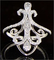 Genuine 1/3 ct Fleur De Lis Designer Diamond Ring