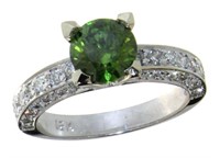 18kt Gold 2.51 ct Fancy Green Diamond Ring