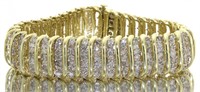10kt Gold 10.00 ct Diamond Wavelink Bracelet