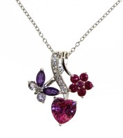 Elegant 1.63 ct Ruby-Amethyst & Diamond Necklace