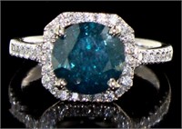 14kt Gold 3.09 ct Fancy Blue Diamond Ring