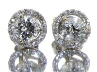 14kt Gold Brilliant 1.32 ct Diamond Stud Earrings
