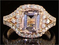 14kt Rose Gold 3.10 ct Morganite & Diamond Ring