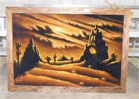 Desert Themed Painting on Velvet Material-39 x 28