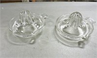 Pair Depression Glass Juicers