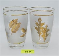 Lot of (9) Gold Rimmed Leaf Glasses (5")