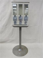 3 SECTION 25 CENT VENDING MACHINE ON METAL STAND