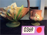 Iris Pink Roseville Pottery, 2 Pcs.