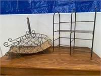 wire fish basket and metal shelf