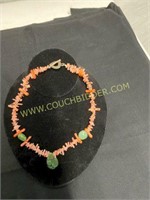 peach coral and turquiose necklace